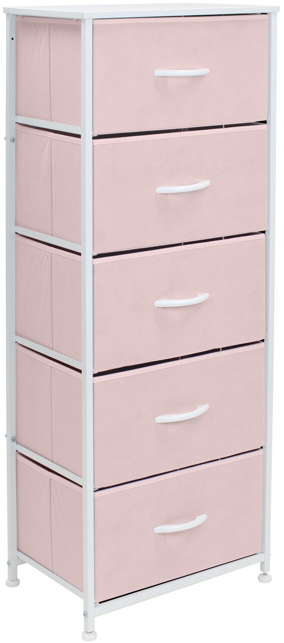 Sorbus Narrow 5 Drawers Nightstand with Steel Frame, Wood Top, Easy Pull Fabric Bins for Home, Bedroom, Office & Dorm